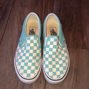 Blue checkered slip on Vans
